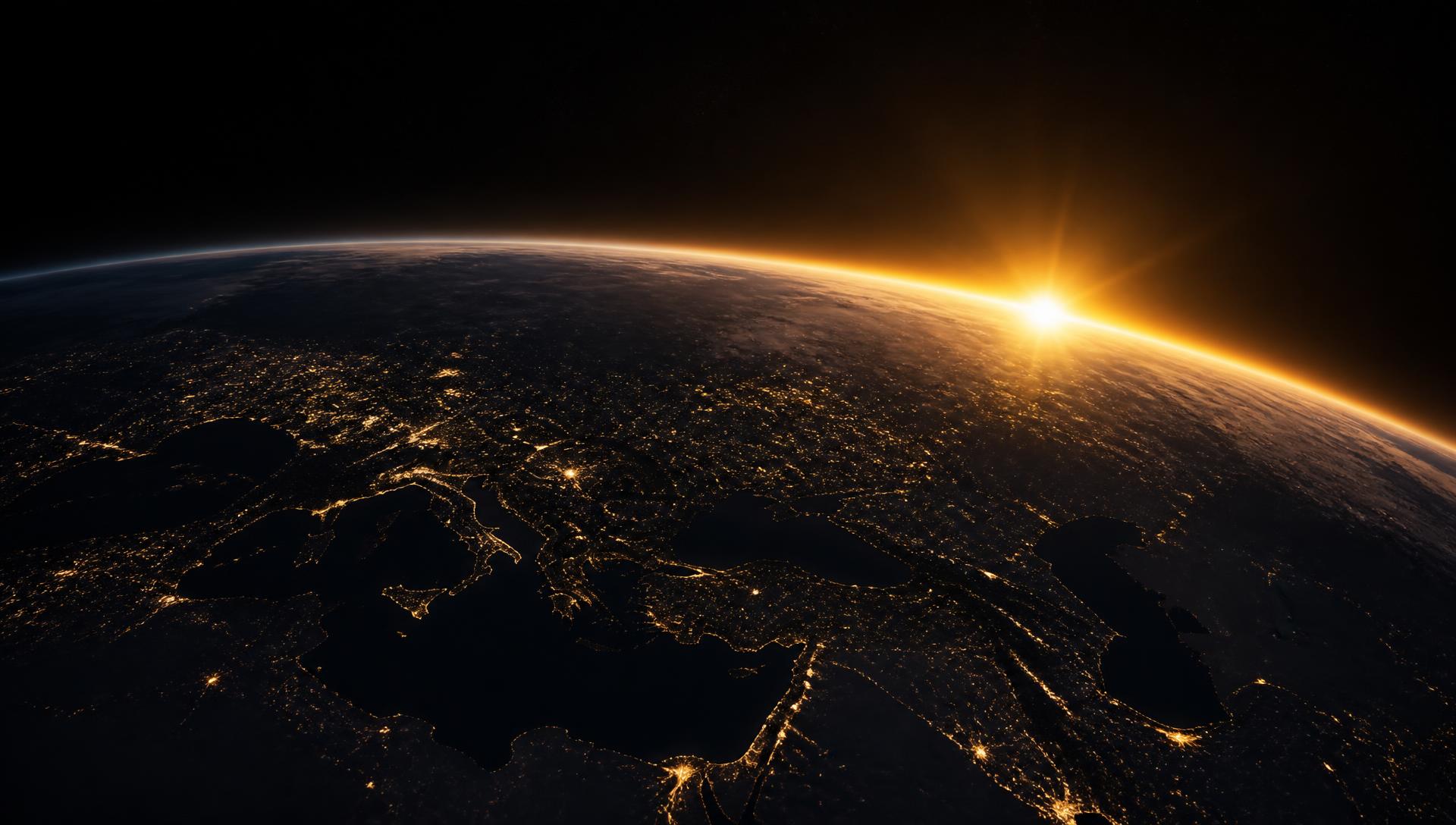 Earth seen from orbit at sunrise